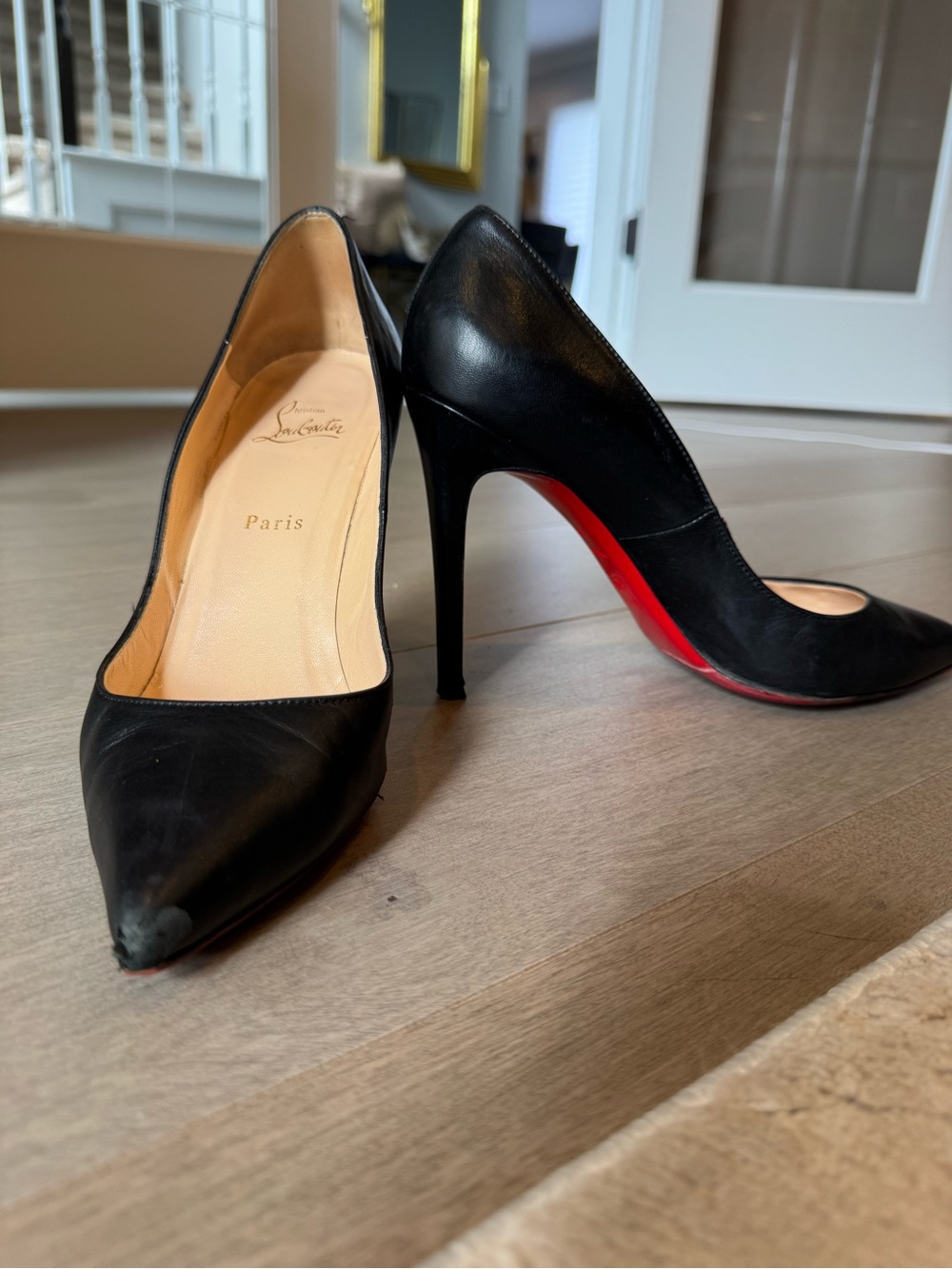 Christian Louboutin Black Leather Stiletto Pump - Signature Red Sole